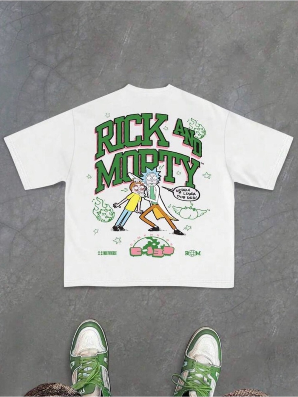 Rick and Morty Graphic Tee - White with Green Accents